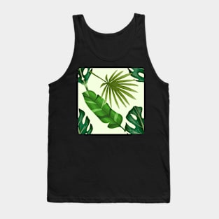 Tropical Leaf Pattern Monstera Leaves Jungle Repeating Houseplant Skull Tank Top